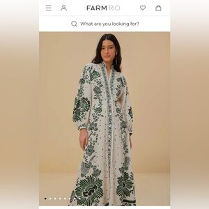 Farm Rio Elegant Green Floral Dress